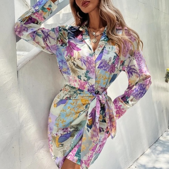 Dresses & Skirts - Women’s Floral Wrap Side Tie Dress NWT